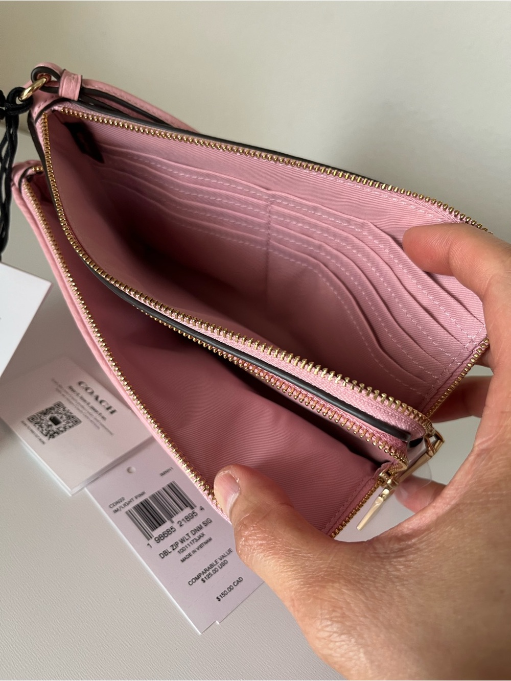 Coach Double Zip Wristlet In Signature Denim - Picture 6 of 8
